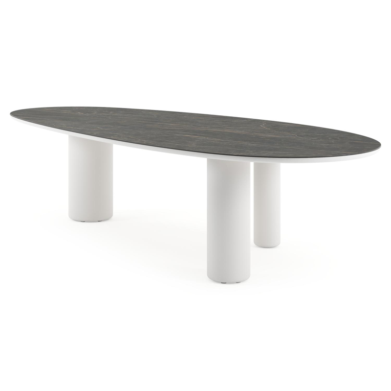 Amico tuintafel mango in wit aluminium en volkeramiek Black Obsession - L 320 x B 140 x H 73.5 cm