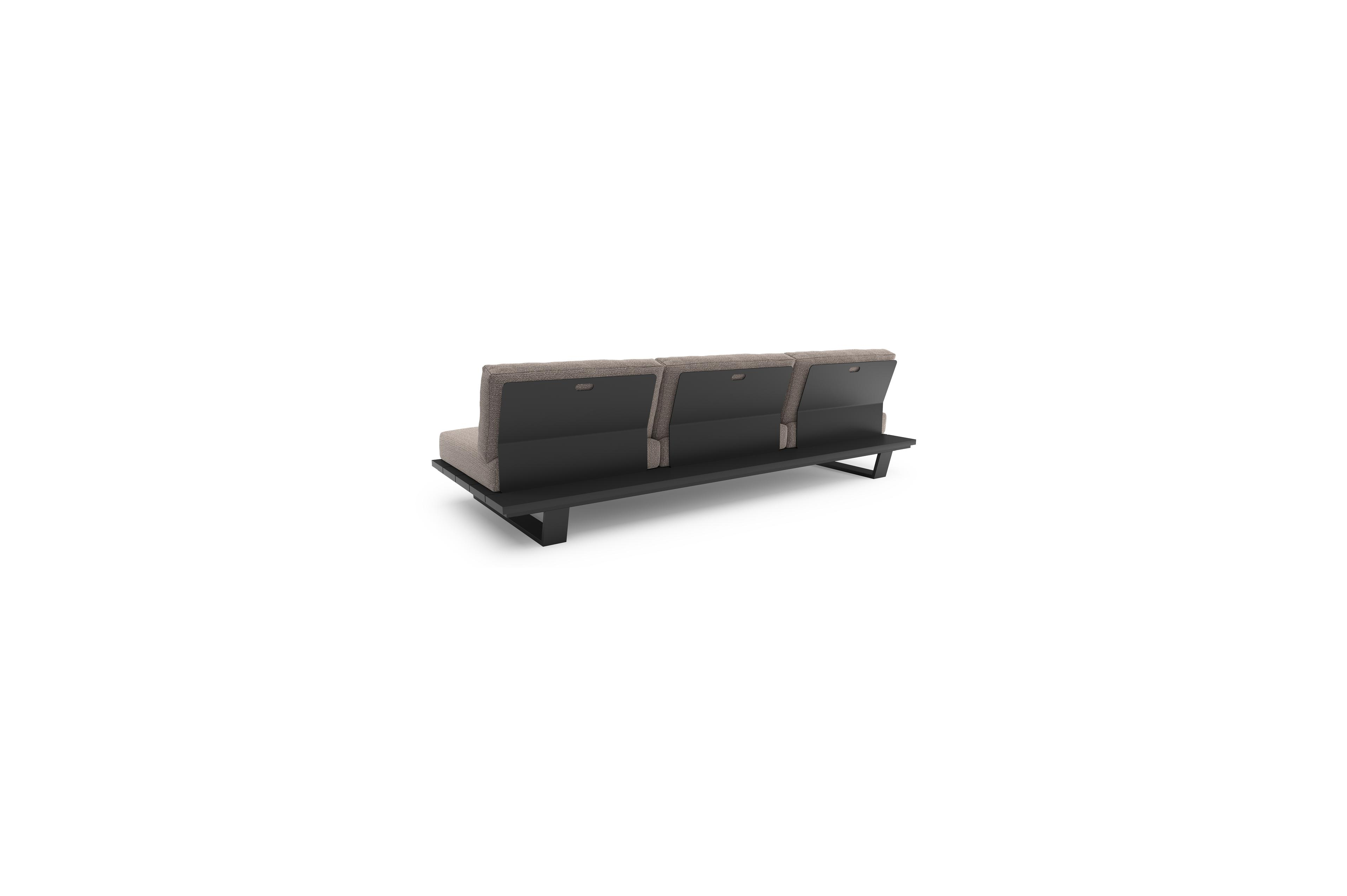 Pagino loungebank in zwart aluminium met wander granite all weather sunbrella® luxe kussen