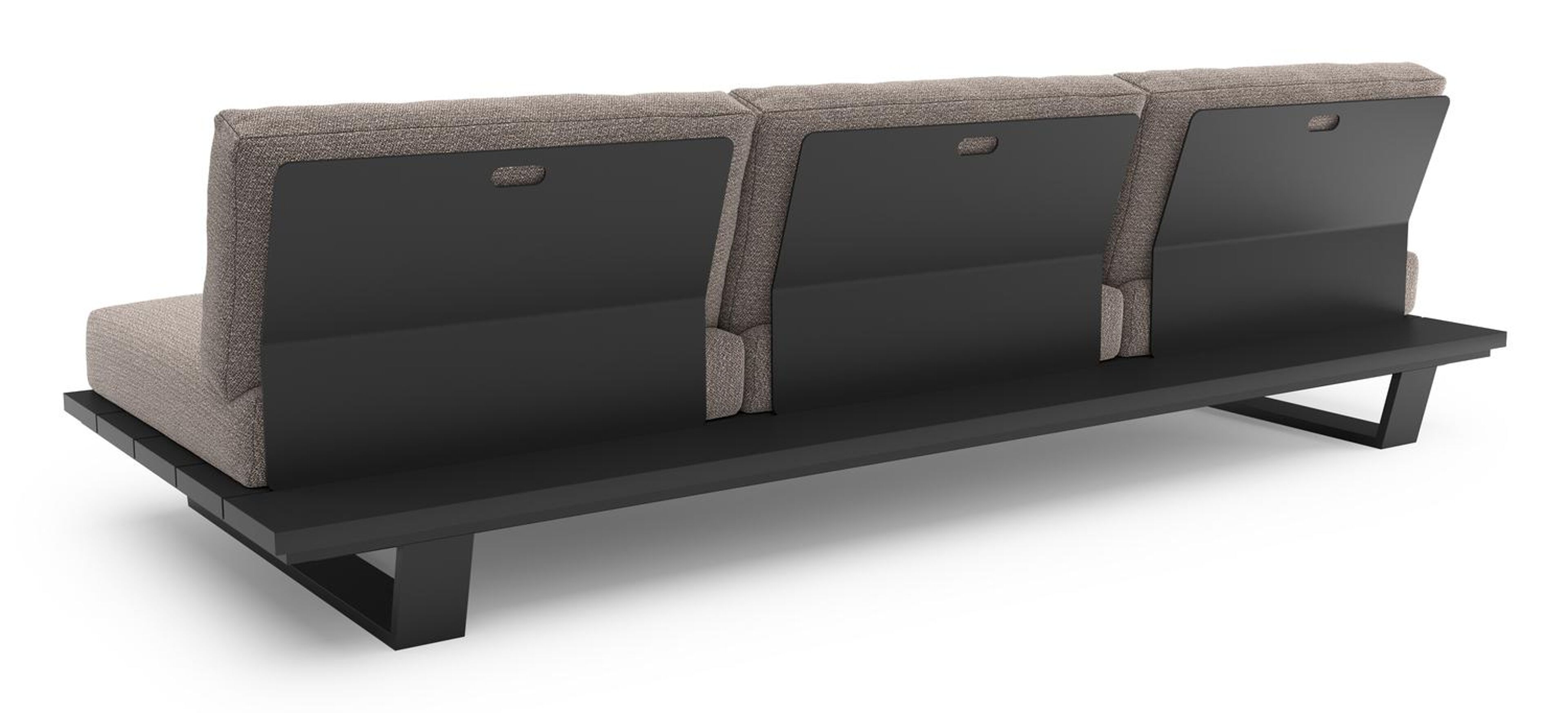 Pagino loungebank in zwart aluminium met wander granite all weather sunbrella® luxe kussen