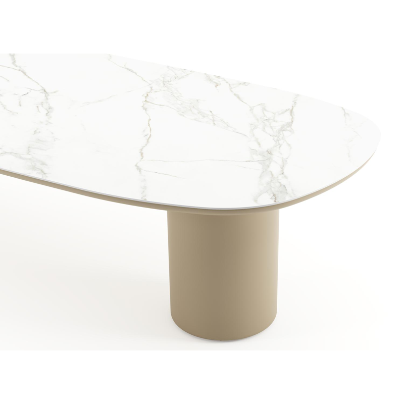 Amico tuintafel bombo in beige aluminium en volkeramiek Calacatta - L 320 x B 130 x H 74 cm