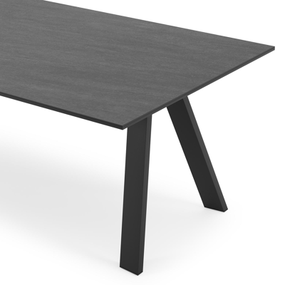 Table de jardin Cesano en aluminium noir et céramique pleine basalt black - Lg 240 x Larg. 100 x H 75 cm
