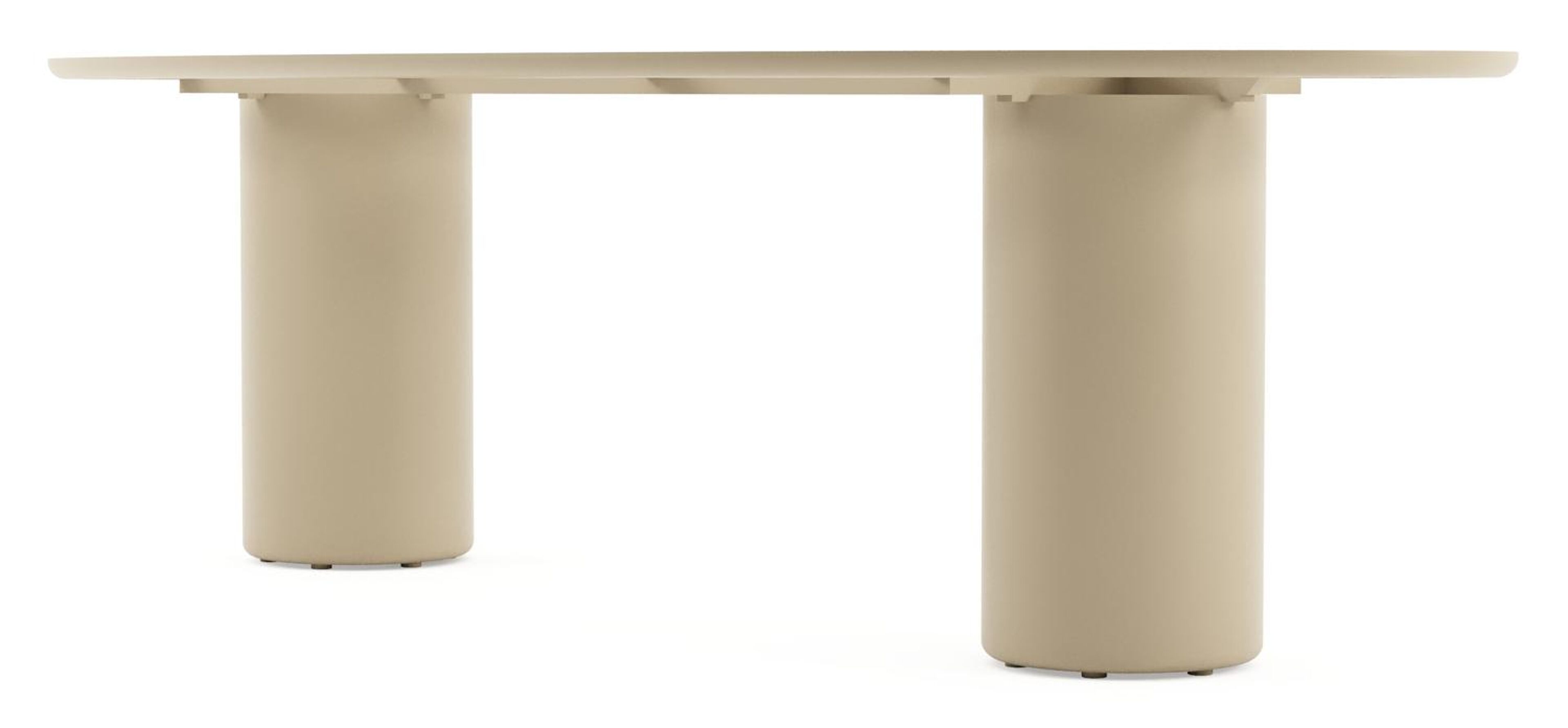 Table de jardin Amico oval en aluminium beige et céramique pleine Shilin - Lg. 260 x Lrg. 125 x Haut. 73.5 cm