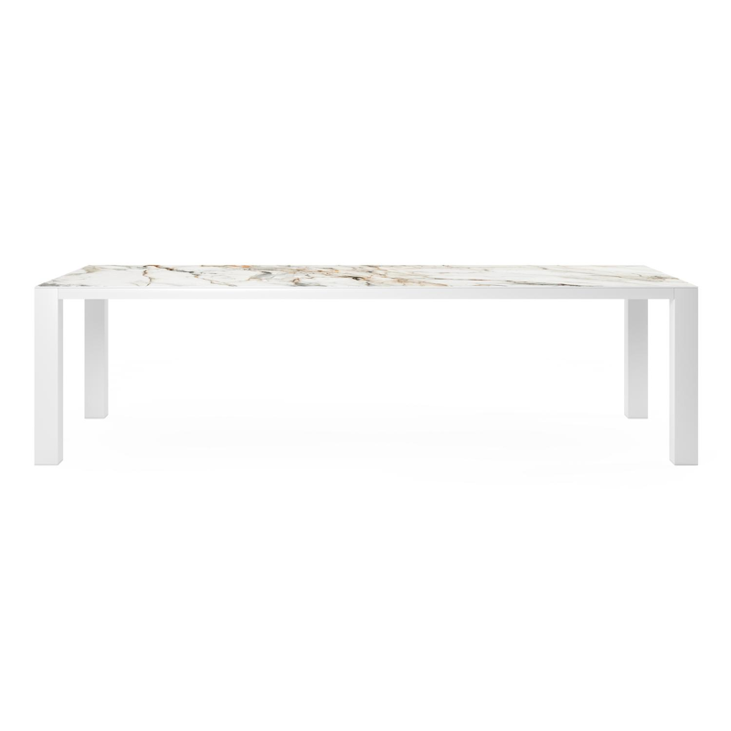 Nano tuintafel rechthoekig in wit aluminium en volkeramiek calacatta luxe - L 280 x B 110 x H 76 cm