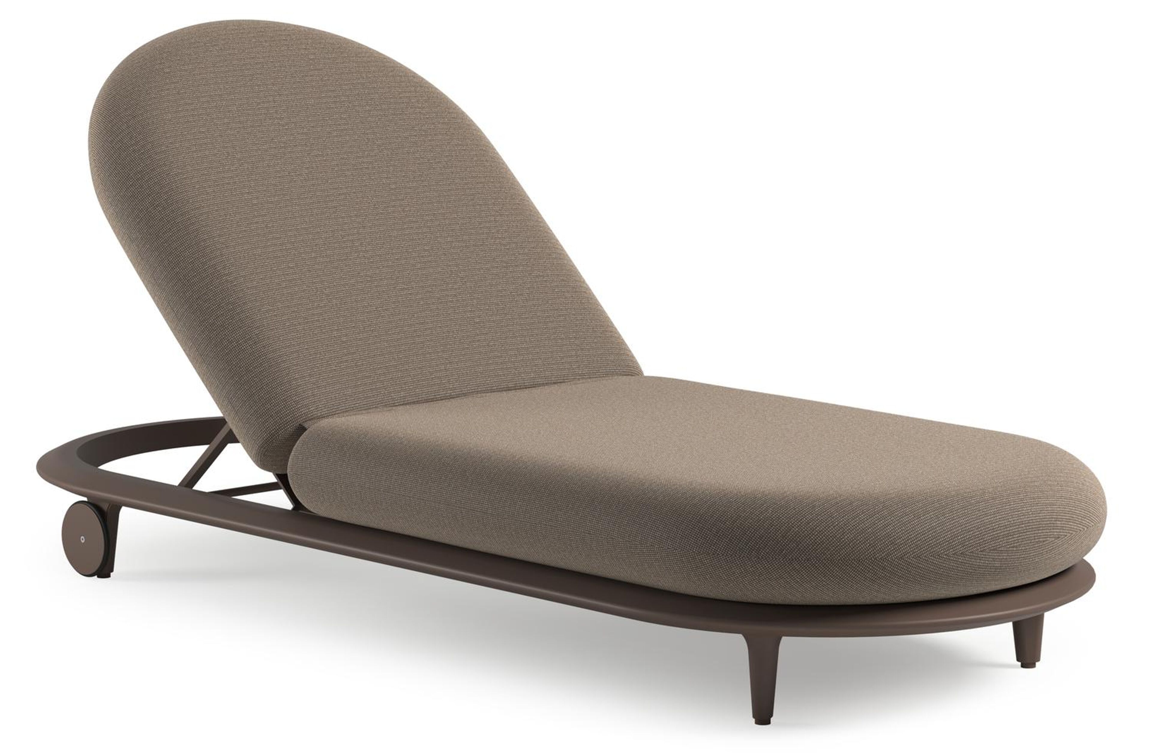 Chaise longue réglable Bomero en aluminium taupe avec firenze earth all weather solica coussin