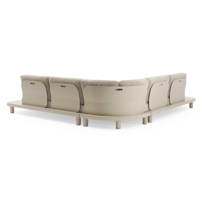 Donato loungehoek in beige aluminium met chartres pewter all weather sunbrella® luxe kussen