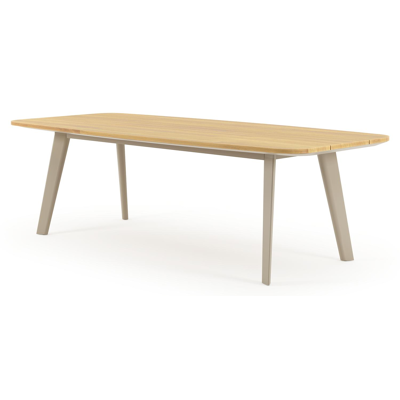Lacirma tuintafel bootvorm in beige aluminium en teak L 255 x B 115 x H 74 cm