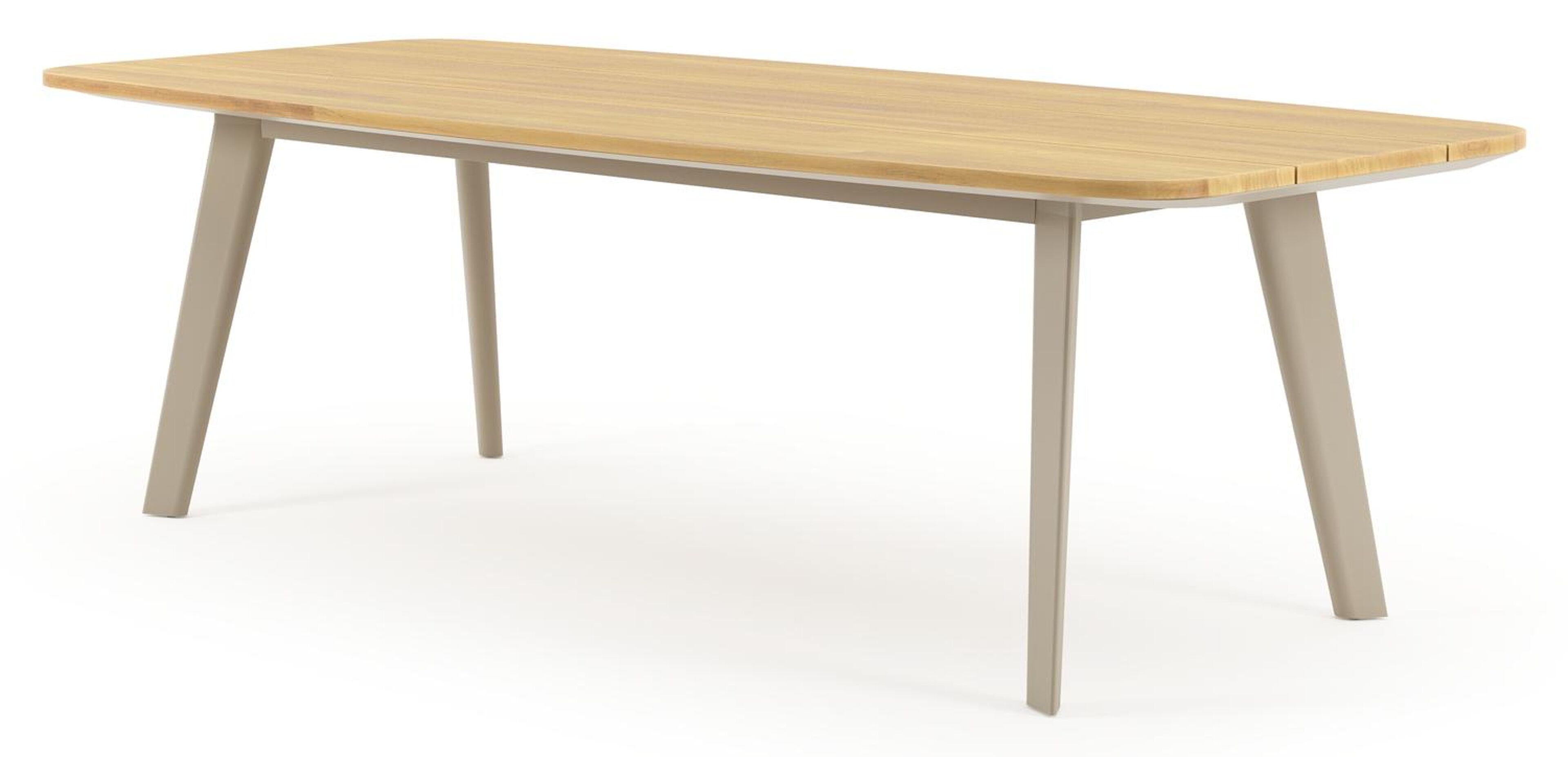 Lacirma tuintafel bootvorm in beige aluminium en teak L 255 x B 115 x H 74 cm x H 74 cm