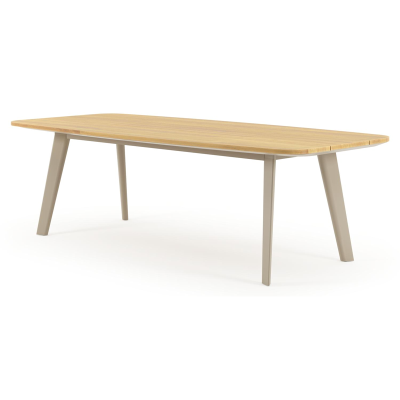 Lacirma tuintafel bootvorm in beige aluminium en teak L 255 x B 115 x H 74 cm