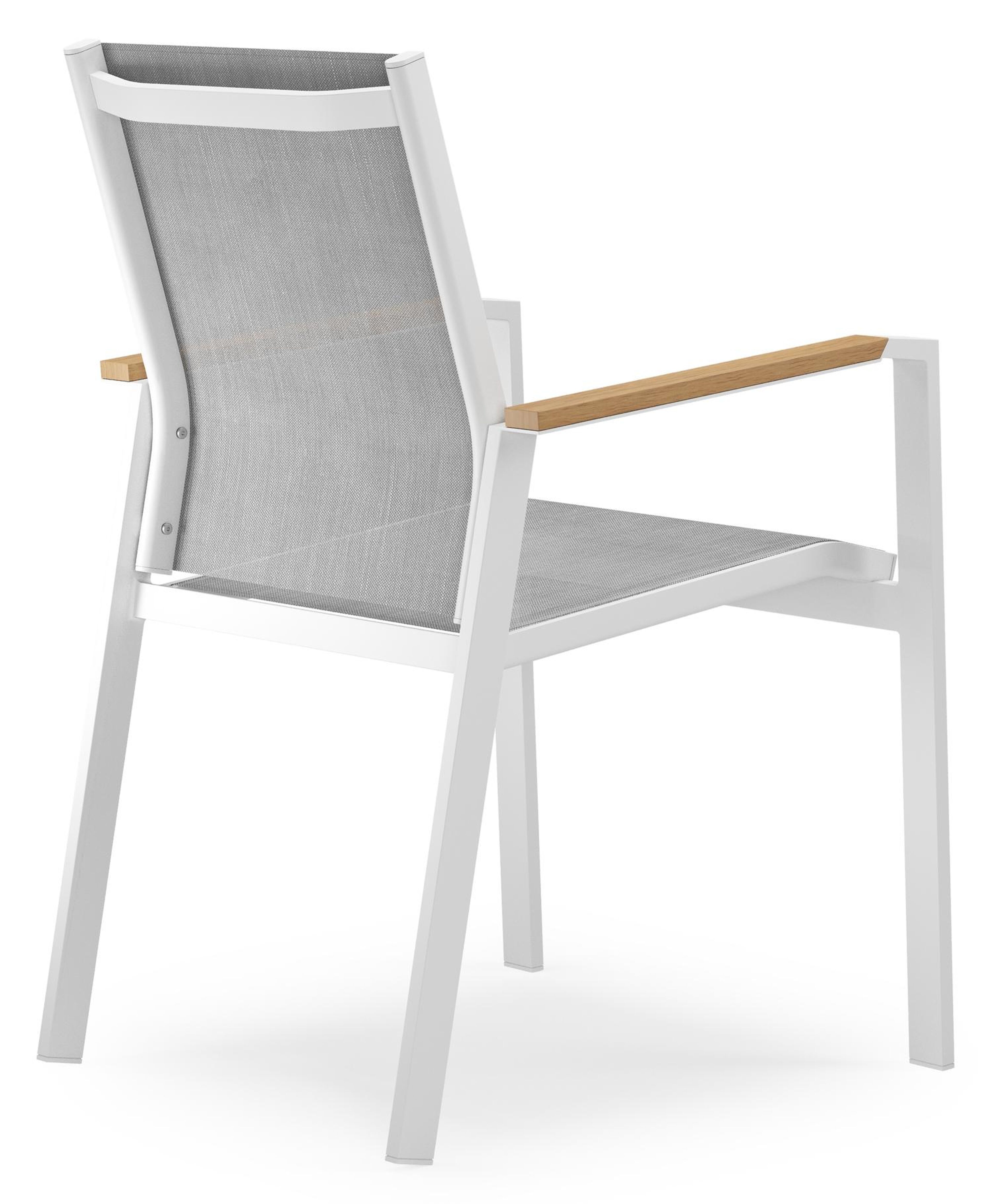Toma tuinset in wit aluminium en polywood met 4 stapelbare Bahia tuinstoelen