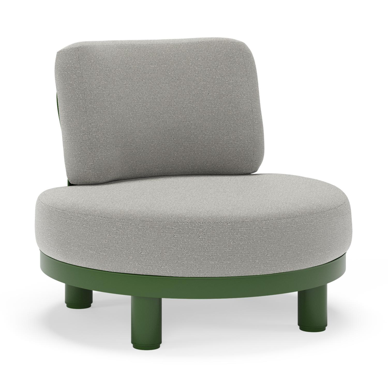 Donato loungestoel in groen aluminium met all weather sunbrella® luxe Savane Zinc kussen