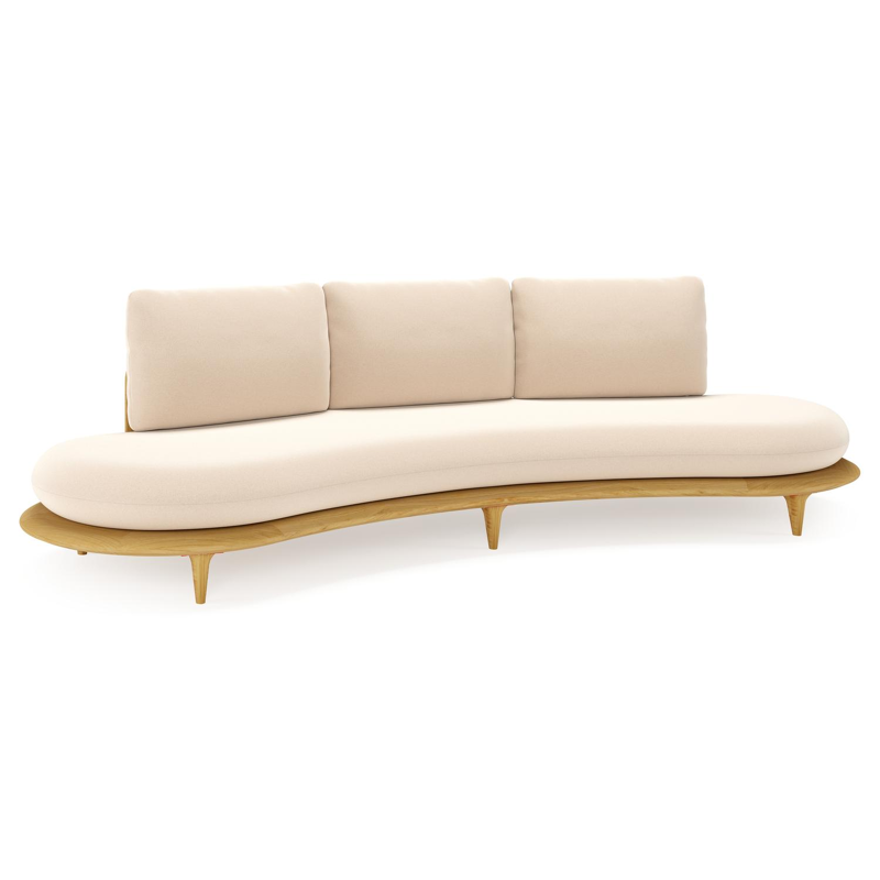 Bomero loungebank in teak met natte linen chalk all weather sunbrella® luxe kussen