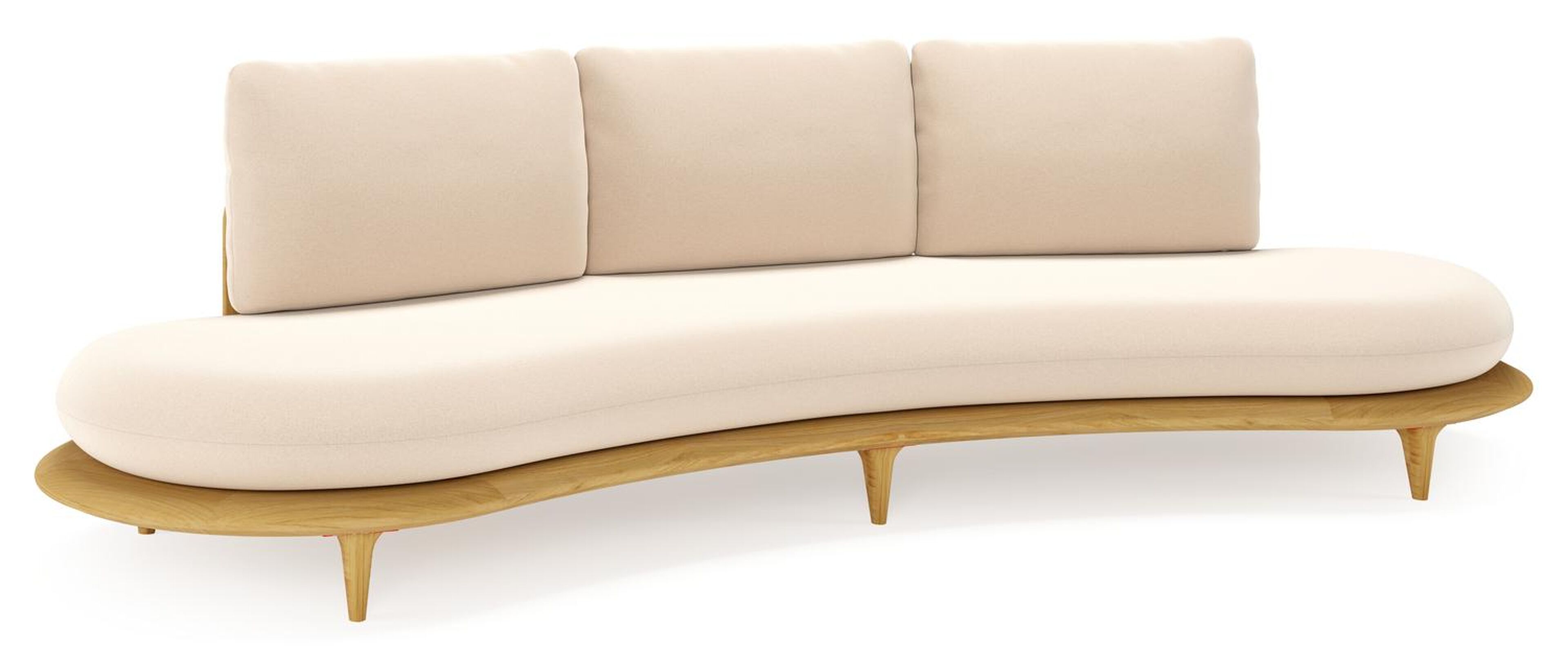 Bomero loungebank in teak met natte linen chalk all weather sunbrella® luxe kussen