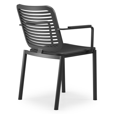 Fano stapelbare tuinstoel in zwart aluminium