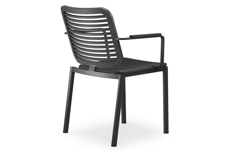 Fano stapelbare tuinstoel in zwart aluminium