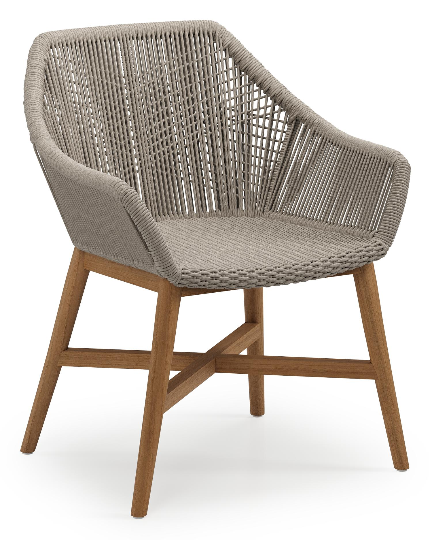 Borgo tuinstoel in teak en naturel verticaal geweven ronde rope 