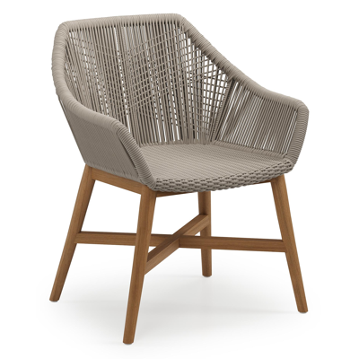 Borgo tuinstoel in teak en naturel verticaal geweven ronde rope 