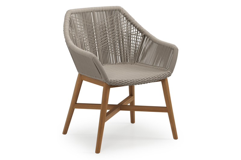Borgo tuinstoel in teak en naturel verticaal geweven ronde rope 