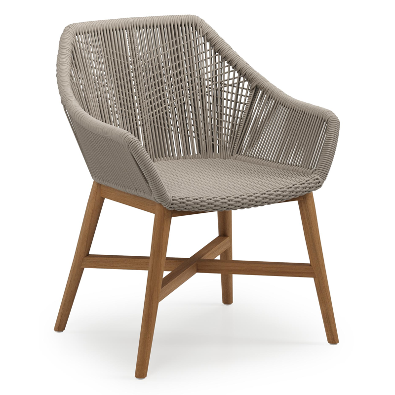 Borgo tuinstoel in teak en naturel verticaal geweven ronde rope 
