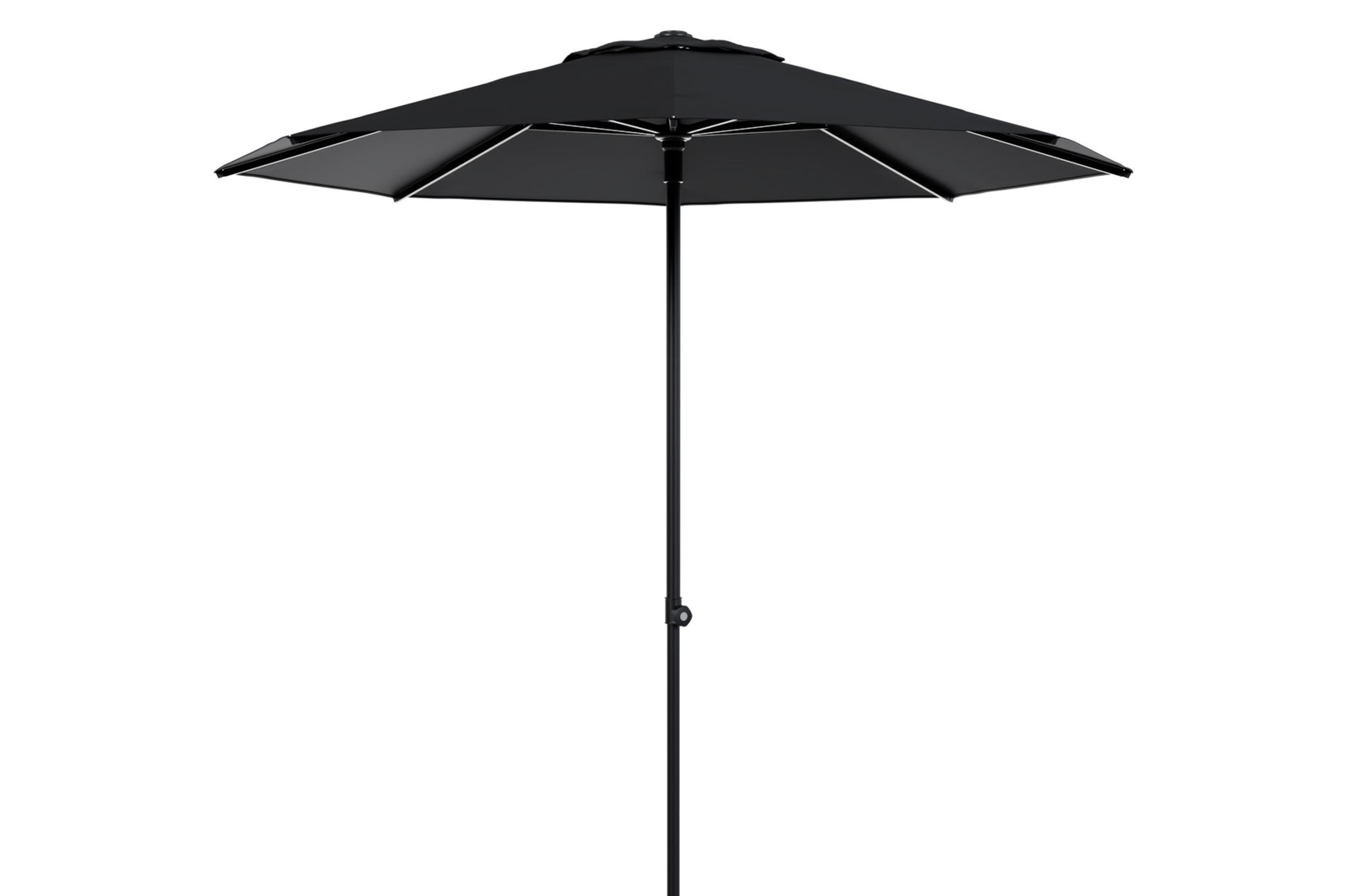 Umbria staanparasol in zwart aluminium met zwart all weather sunbrella® premium parasoldoek - Dia. 250 cm (zonder voet)