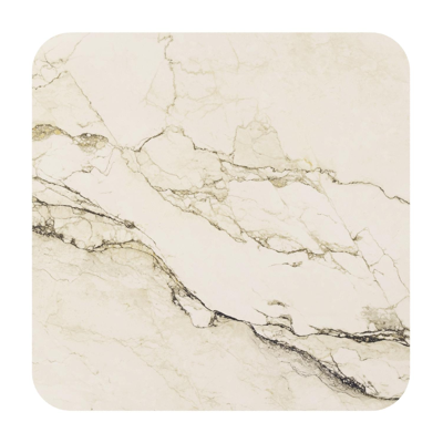 Table de jardin Orso rectangulaire arrondi en aluminium blanc et céramique pleine Colorado Dunes - Lg. 90 x Lrg. 90 x Haut. 74.5 cm