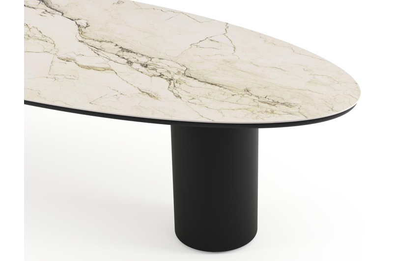 Amico tuintafel ovaal in zwart aluminium en volkeramiek Colorado Dunes - L 320 x B 130 x H 73.5 cm