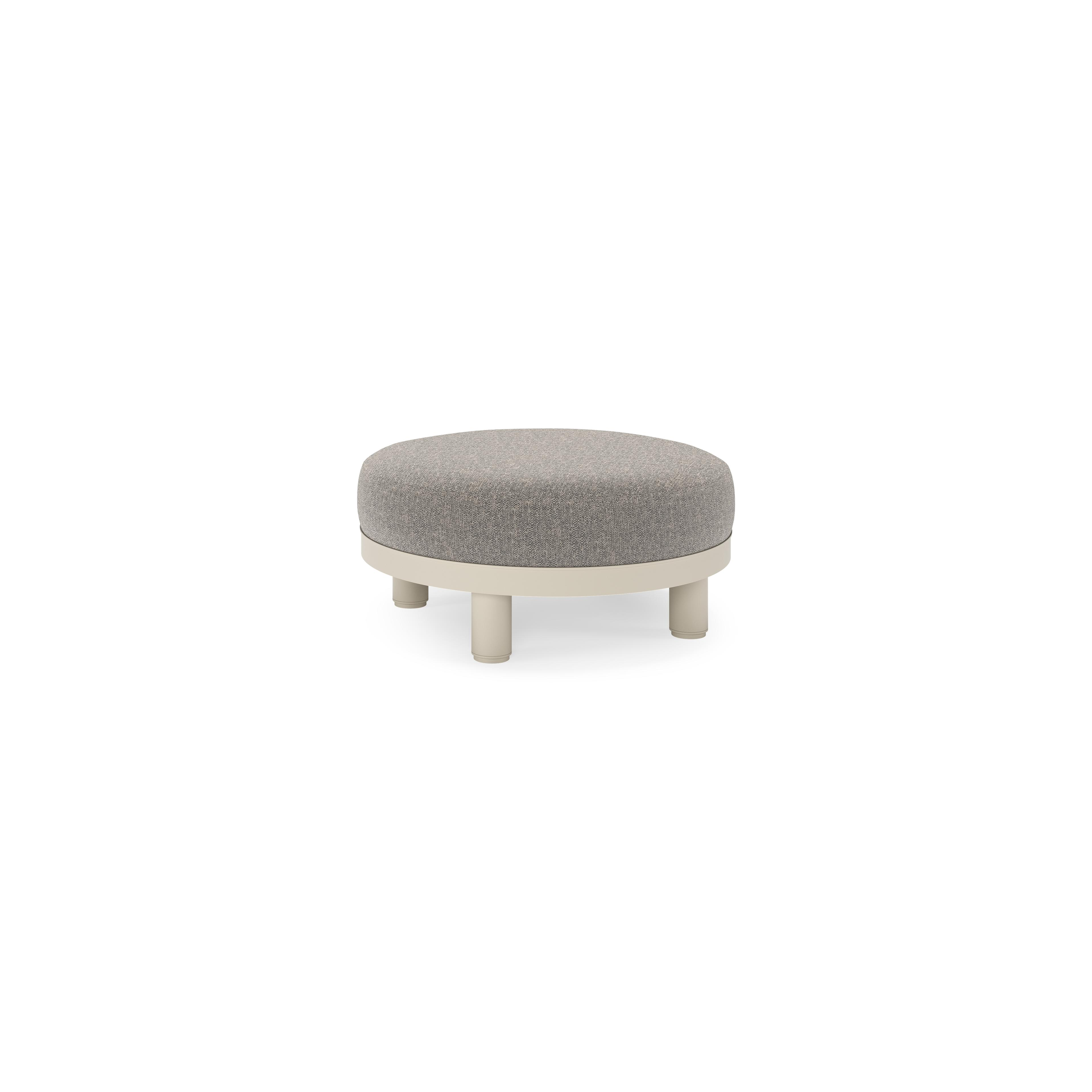 Donato lounge poef in beige aluminium met all weather sunbrella® luxe Chartres Drizzle kussen