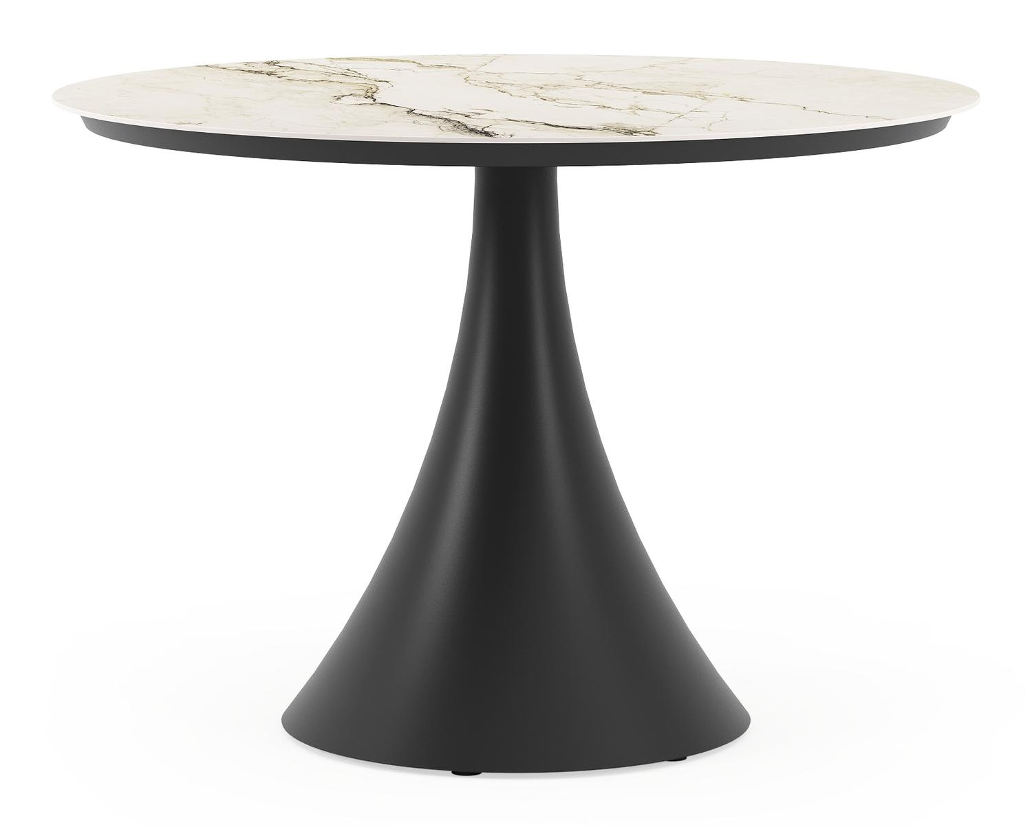 Fano tuintafel rond in zwart aluminium en volkeramiek colorado dunes - Dia. 110 x H 75 cm