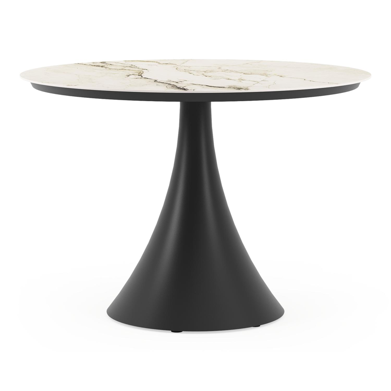 Fano tuintafel rond in zwart aluminium en volkeramiek colorado dunes - Dia. 110 x H 75 cm