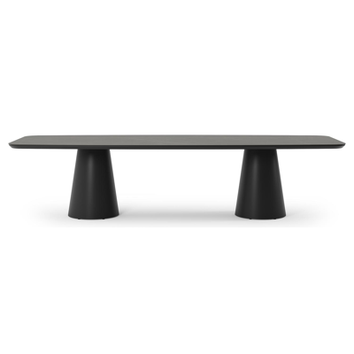 Donato tuintafel in zwart aluminium en volkeramiek calatorao - L 315 x B 115 x H 74 cm