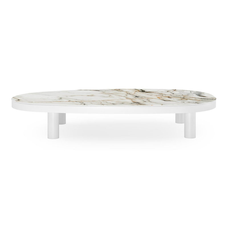 Donato loungetafel in wit aluminium en volkeramiek calacatta luxe - L 151 x B 90 x H 25 cm