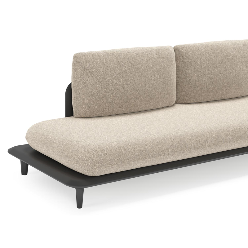 Bomero loungehoek in zwart aluminium met chartres pewter all weather sunbrella® luxe kussen