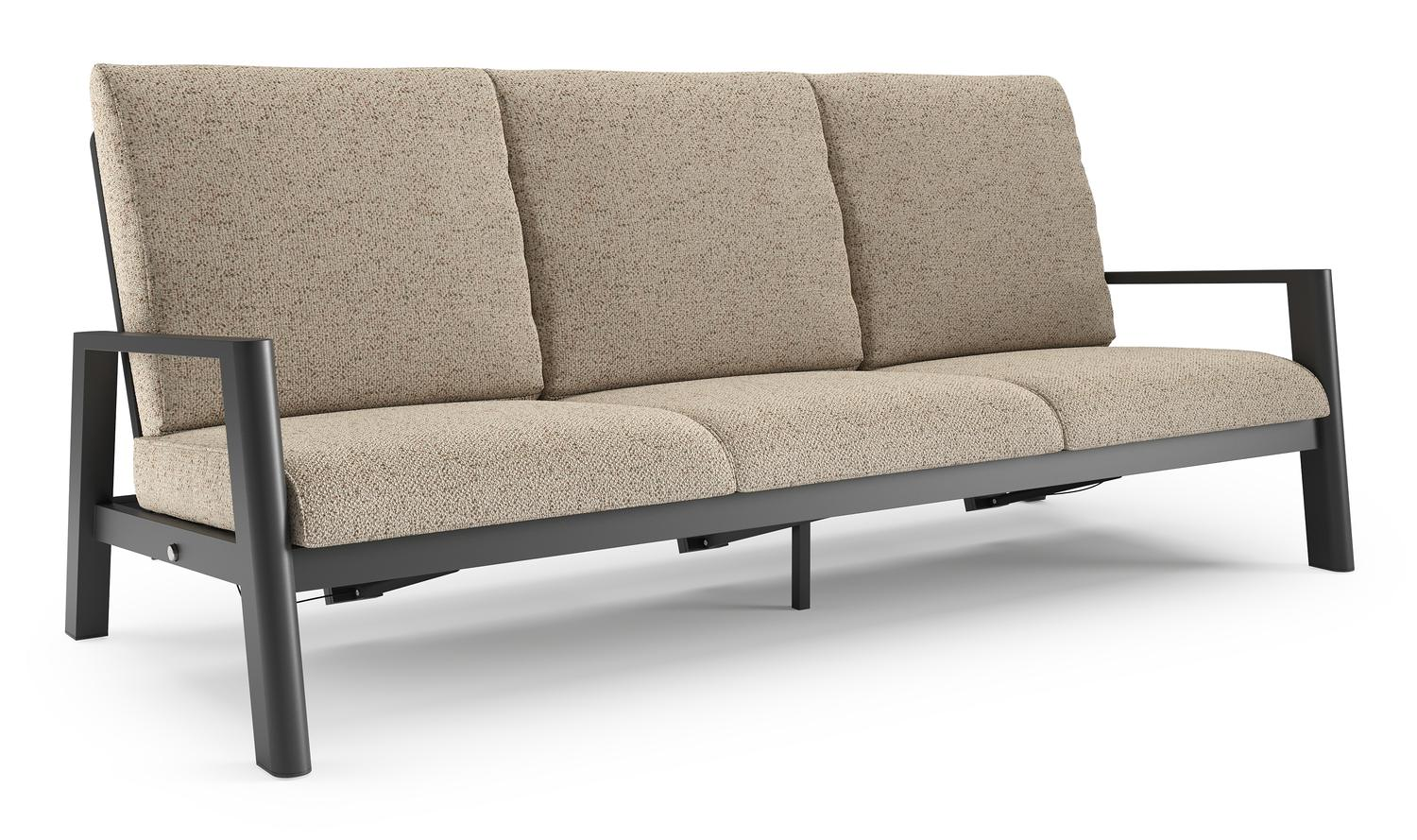 Cirello loungebank in zwart aluminium met bora jungle all weather cosytica kussen