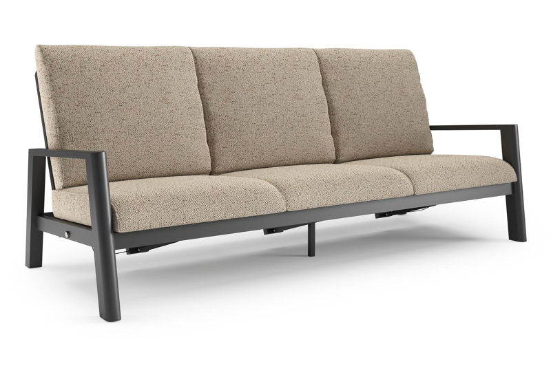 Canapé de jardin Cirello en aluminium noir et coussins en all weather cosytica bora jungle