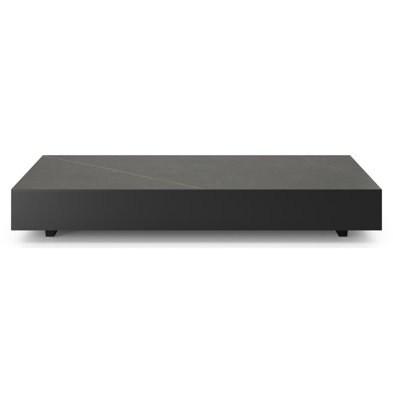 Como loungetafel in zwart aluminium en calatorao volkeramiek - L 140 x B 80 x H 20 cm