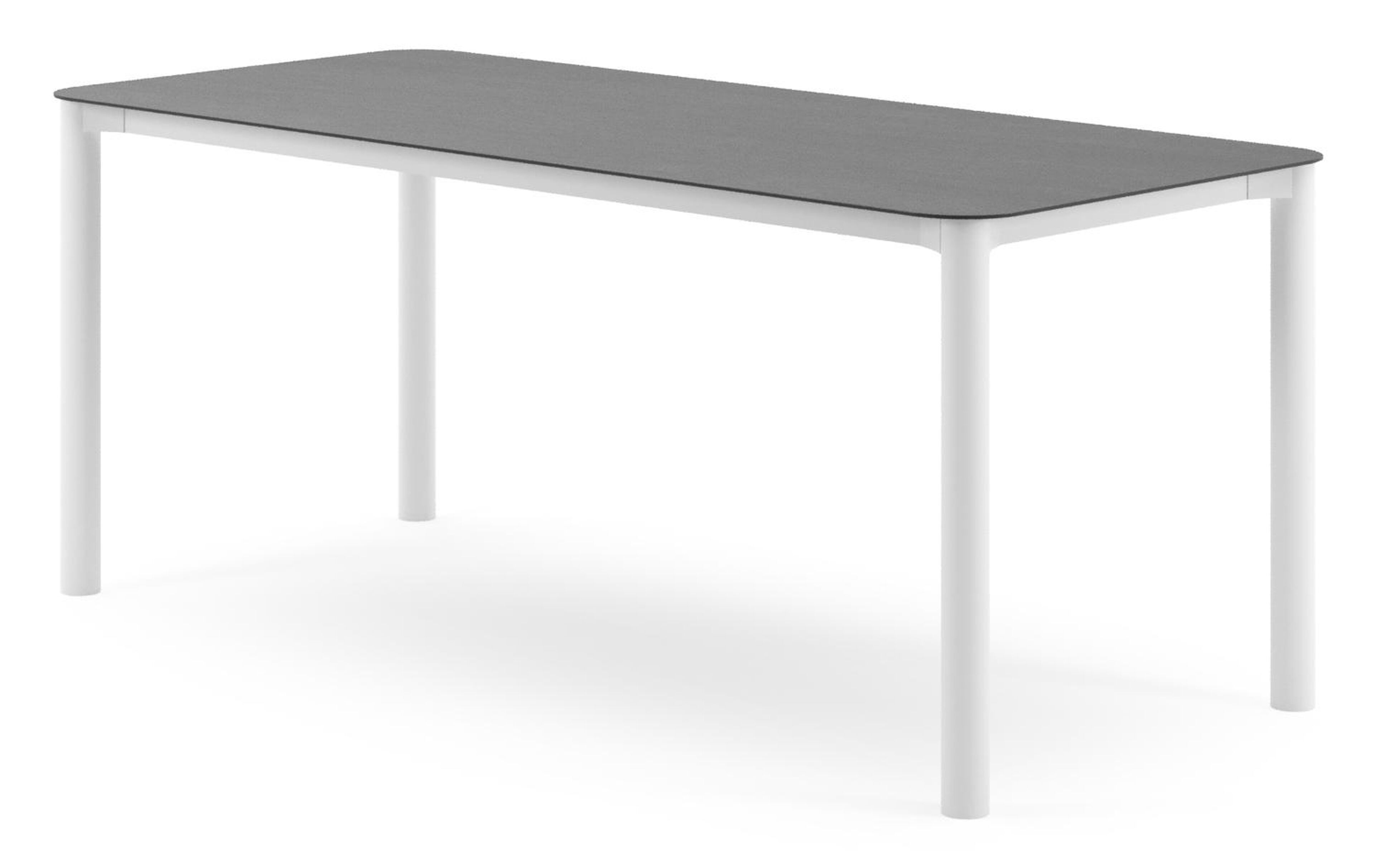 Orso tuintafel rechthoekig afgerond in wit aluminium en volkeramiek Basalt Black - L 200 x B 80 x H 75 cm