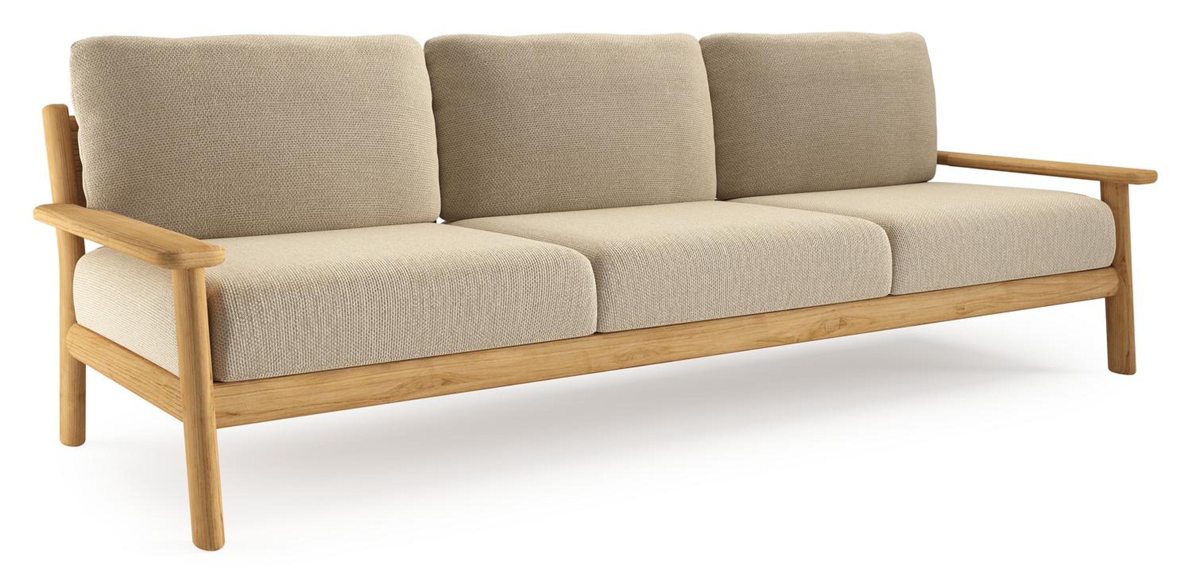 Amaro loungebank in teak met althea camel all weather cosytica kussen