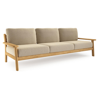 Amaro loungebank in teak met althea camel all weather cosytica kussen