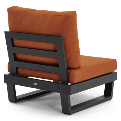 Fauteuil de jardin Modica 1-pl en aluminium noir avec coussin en weather+ softtouch pumpkin