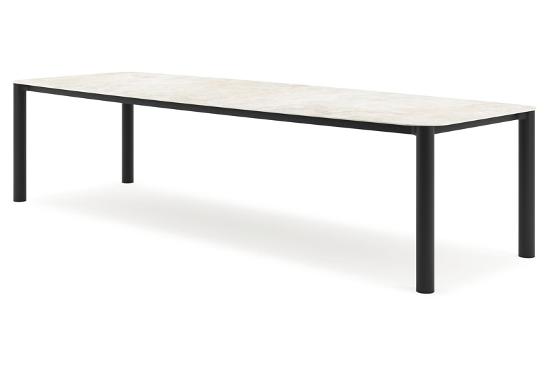 Orso tuintafel bootvorm in zwart aluminium en volkeramiek Rapolano L 315 x B 115 cm
