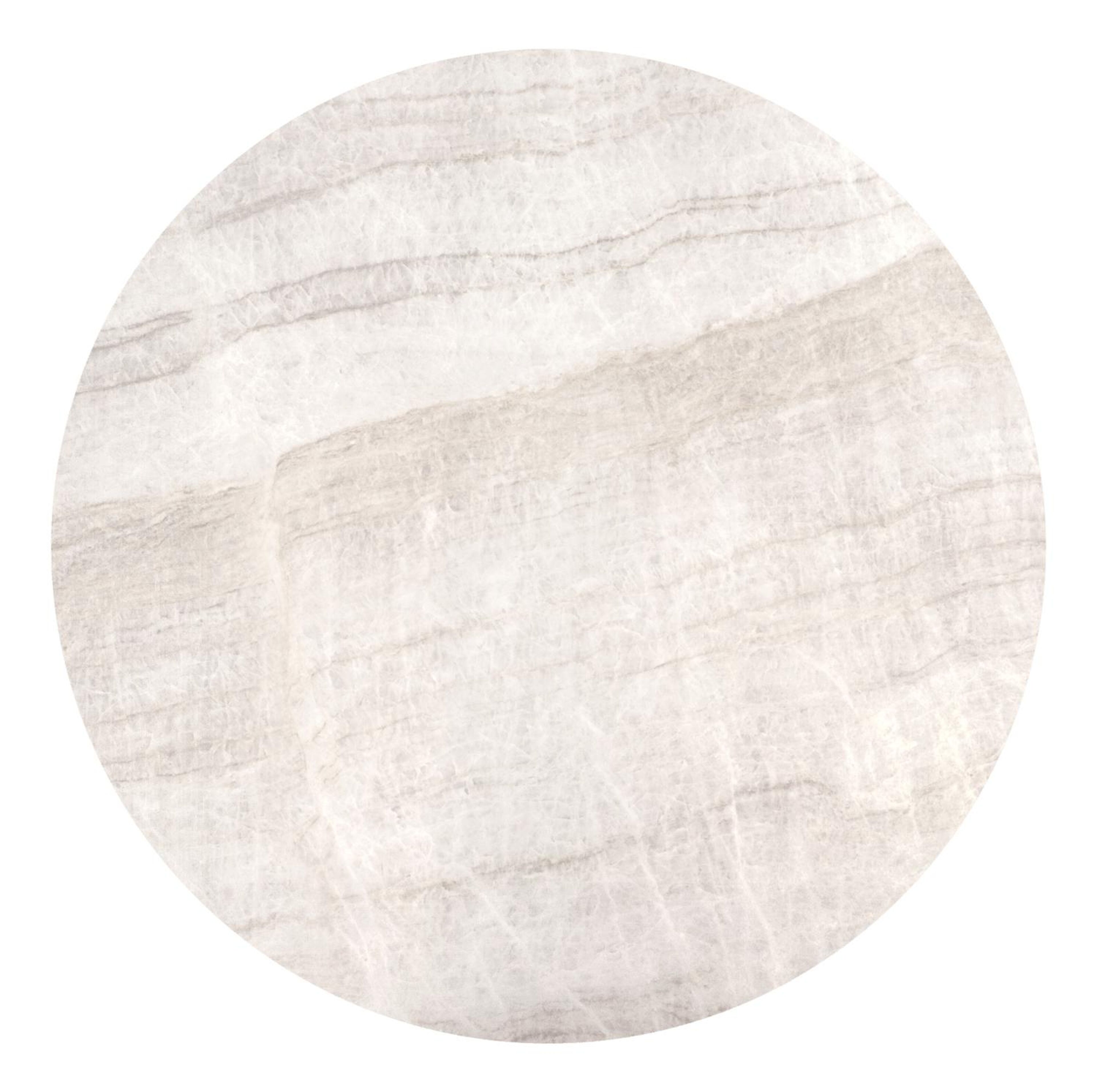 Table de jardin Fano ronde en aluminium beige et céramique pleine Taj Mahal - Diam. 148 x Haut. 75 cm