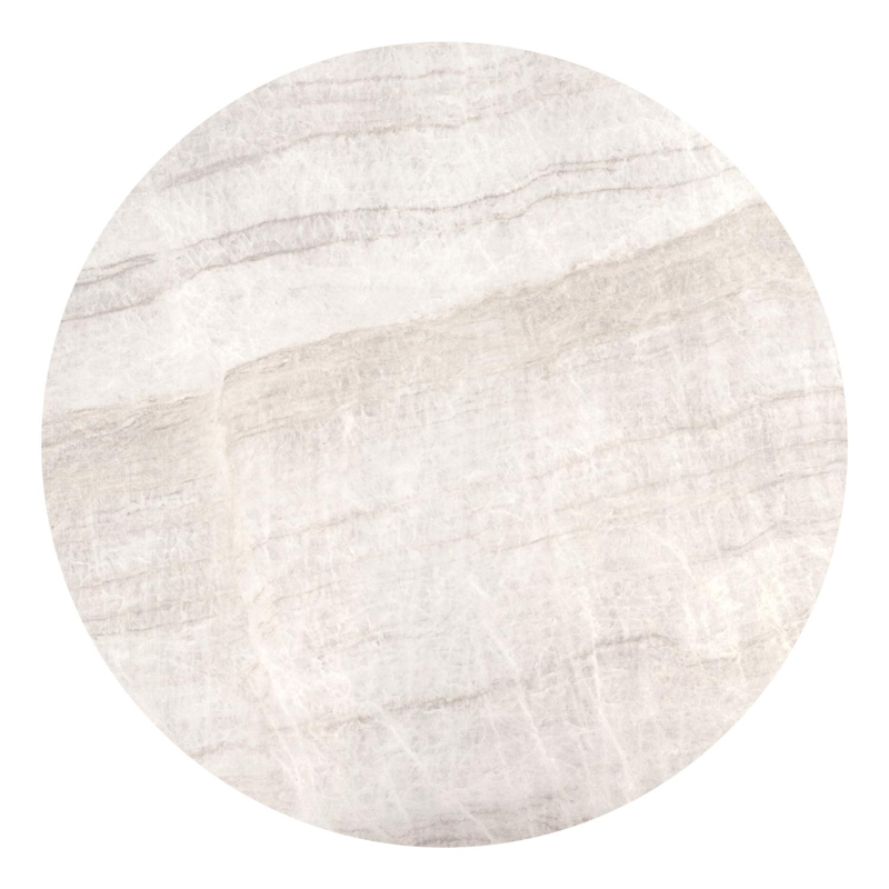 Table de jardin Fano ronde en aluminium beige et céramique pleine Taj Mahal - Diam. 148 x Haut. 75 cm