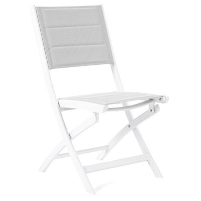 Piemonte (Cerano) plooistoel in wit aluminium en grijs comfort textilene