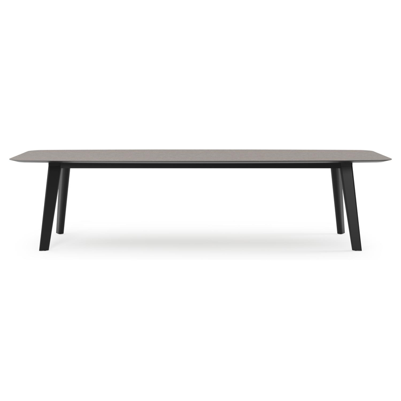 Lacrima tuintafel bootvorm in zwart aluminium en volkeramiek wulong - L 315 x B 115 x H 73 cm