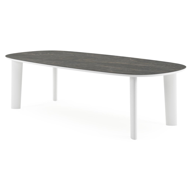 Amico tuintafel bombo in wit aluminium en volkeramiek Black Obsession - L 270 x B 125 x H 73.5 cm