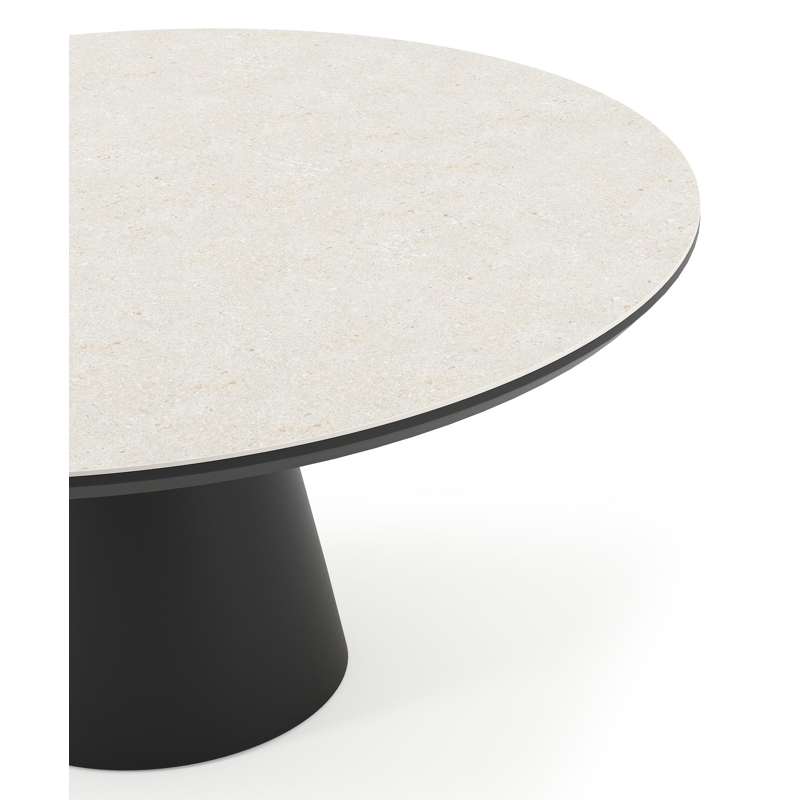 Donato tuintafel in zwart aluminium en volkeramiek shilin - Dia. 148 x H 76 cm