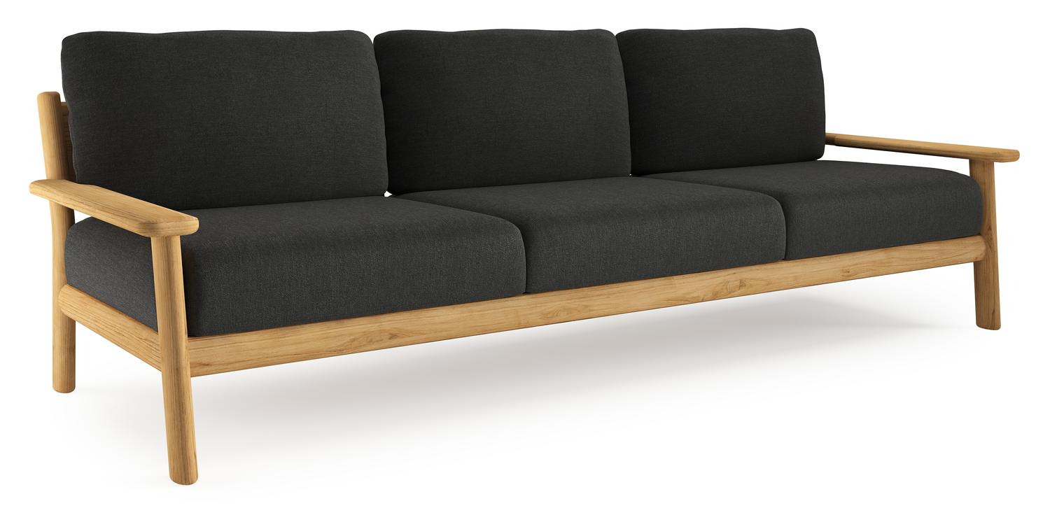 Amaro loungebank in teak met chartres sooty all weather sunbrella® luxe kussen