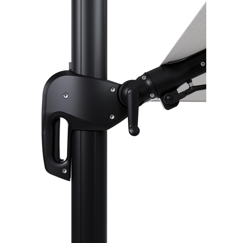Rufina zweefparasol tiltfunctie in zwart aluminium en parasoldoek in All Weather Solica Soul Optik - L1 400 x L2 300 cm met parasolvoet Lapido 160 kg