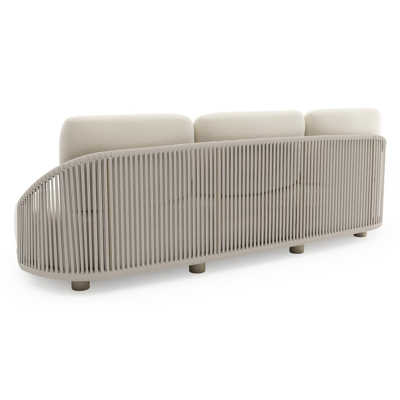 Vadelo loungebank in beige aluminium en beige verticaal geweven ronde rope met althea off white all weather cosytica kussen