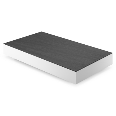 Como loungetafel rechthoekig in wit aluminium en volkeramiek Basalt Black - L 140 x B 80 x H 20 cm