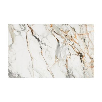 Table de jardin Como en aluminium blanc et céramique pleine calacatta luxe - Lg 160 x Larg. 100 x H 76 cm